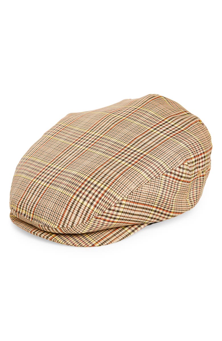 Brixton Hooligan Herringbone Driving Cap, Main, color, Tan/ Brown/ Rust Houndstooth