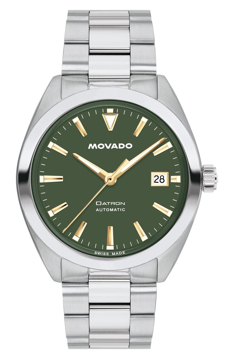 Movado Datron Automatic Bracelet Watch, 40mm, Main, color, Green