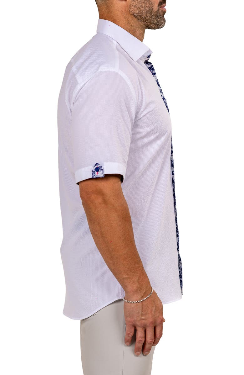 Maceoo Galileo Marty Short Sleeve Cotton Button-Up Shirt, Alternate, color, White