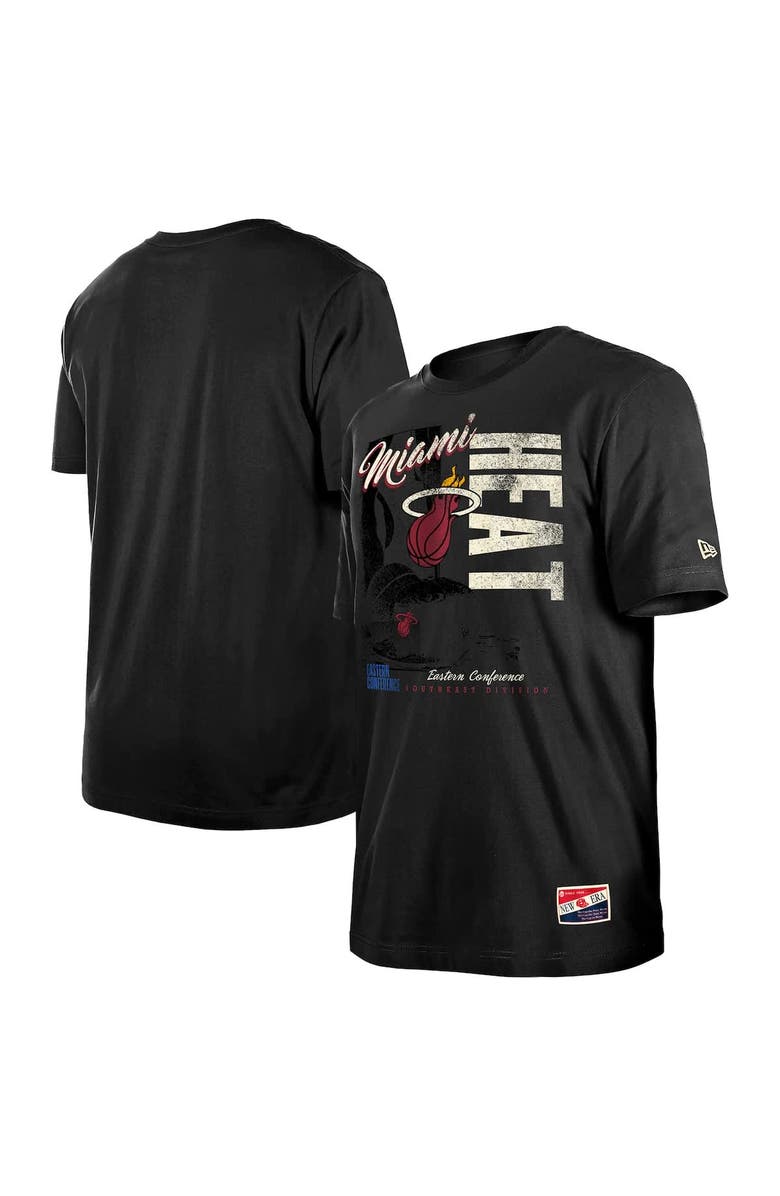 New Era Men's New Era Black Miami Heat Distressed Throwback Vintage Color Pack T-Shirt, Alternate, color, Black