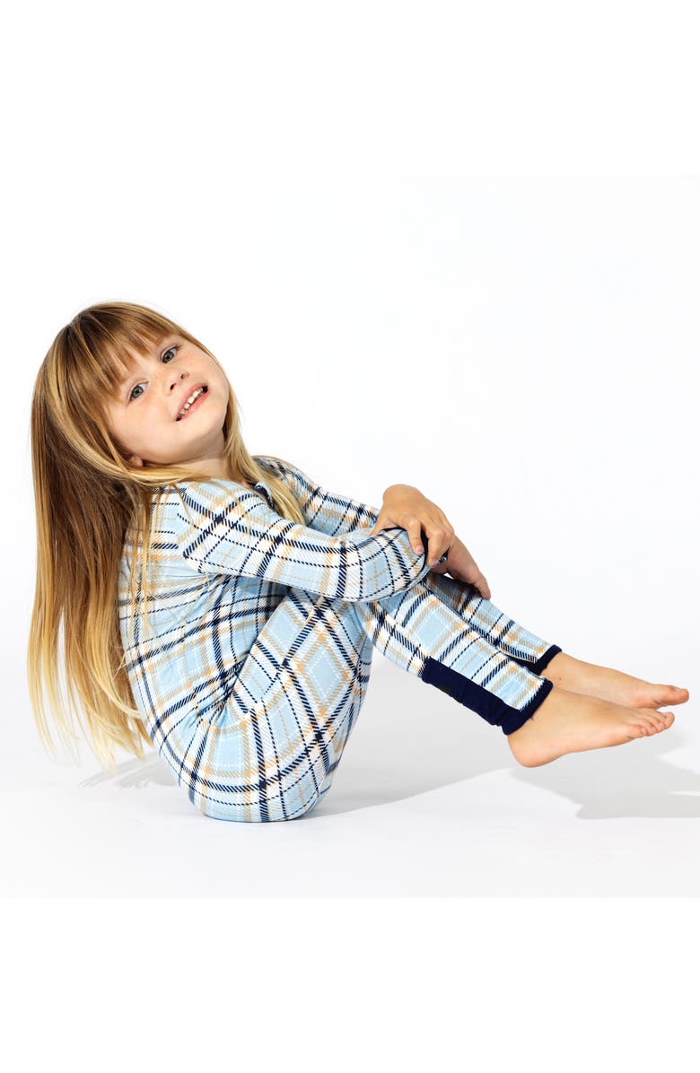 Bellabu Bear Plaid Convertible Footie Pajamas, Alternate, color, Blue