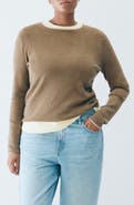 MANGO Contrast Trim Crewneck Sweater
