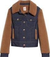 Cinq à Sept Belinda Faux Shearling & Denim Mixed Media Jacket
