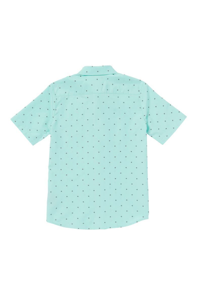 Kids' Geo Print Short Sleeve Button-Up Shirt, Alternate, color, CRETE BLUE