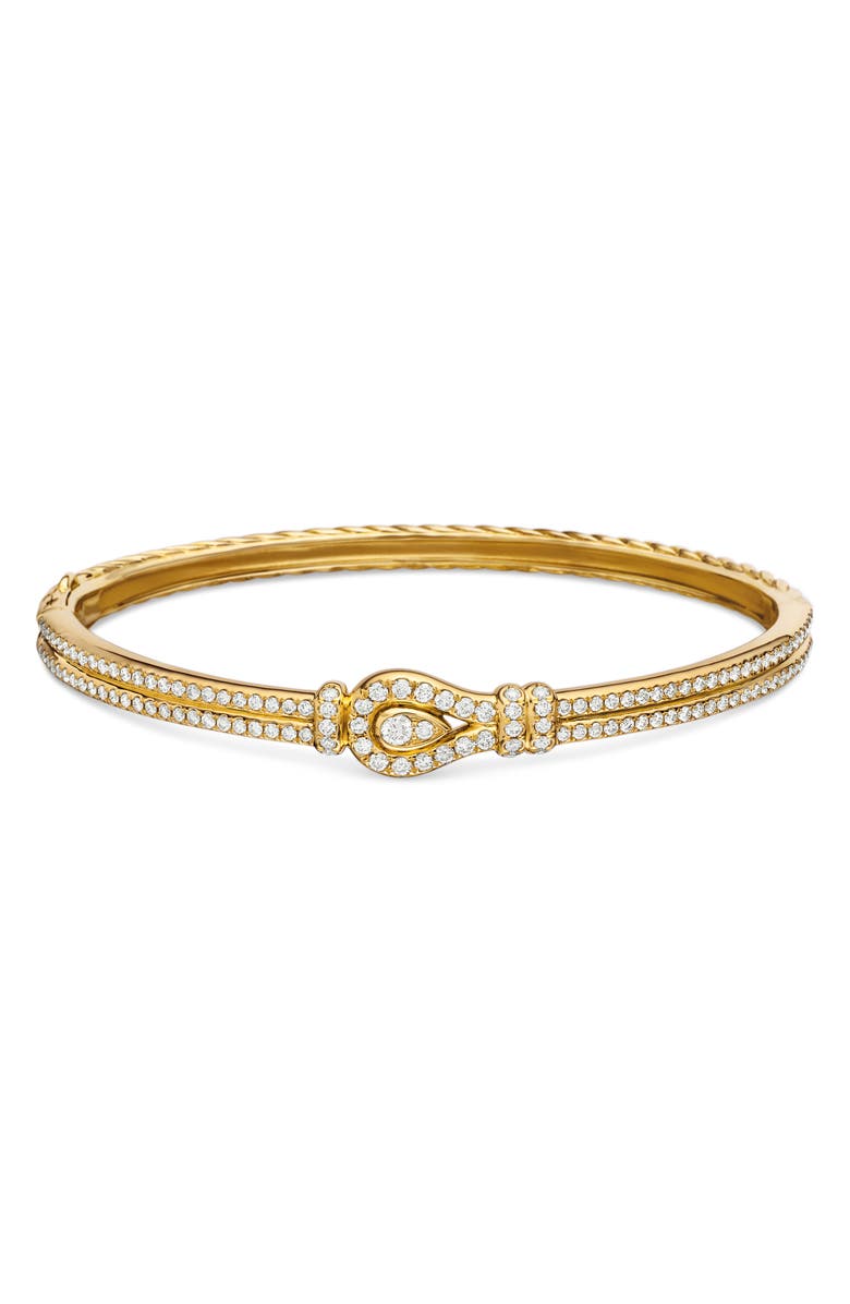 David Yurman Thoroughbred Loop Bracelet in 18K Yellow Gold with Full Pavé Diamonds, Alternate, color, 