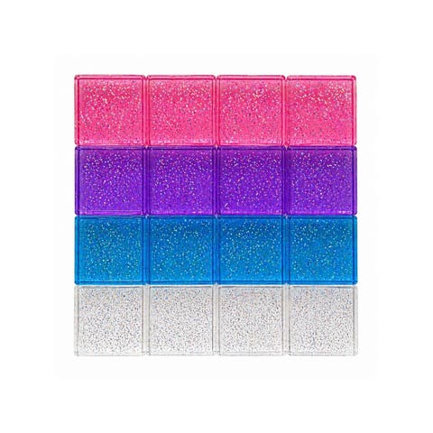 Cosmic Glitter Sparkling Sensory Acrylic Cube Set - 16 Pieces
