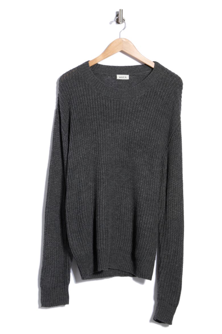 Chunky Ribbed Crewneck Sweater, Alternate, color, CHARCOAL GREY