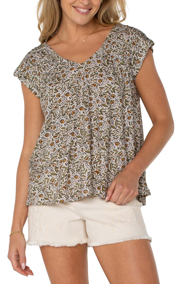 Olive Leaf V-Neck Top, Main, color, OLIVE LEAF