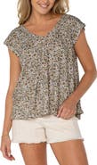 Liverpool Los Angeles Olive Leaf V-Neck Top