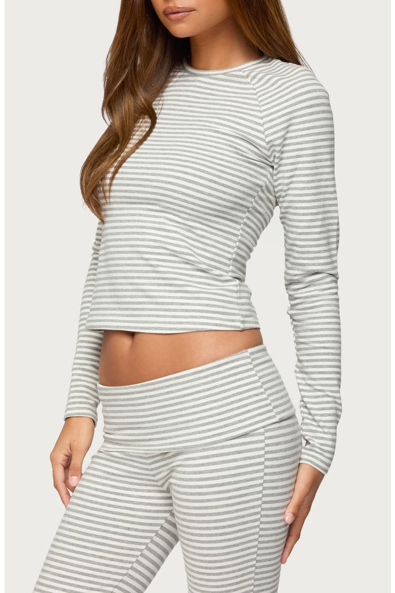 Kaeli Stripe Crop Cotton Blend Top, Alternate, color, GRAY-AND-WHITE