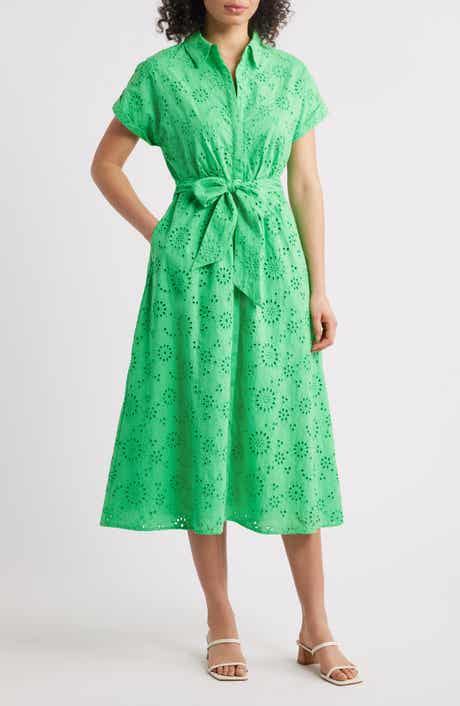 Caslon® Eyelet Embroidery Cotton Shirtdress
