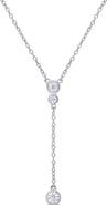 DELMAR Sterling Silver Created Moissanite Drop Pendant Necklace