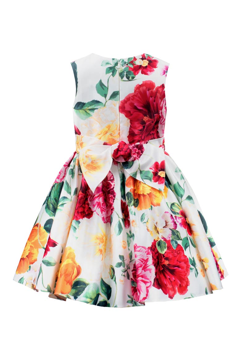 Frill Front Satin Party Dress, Alternate, color, IVORY
