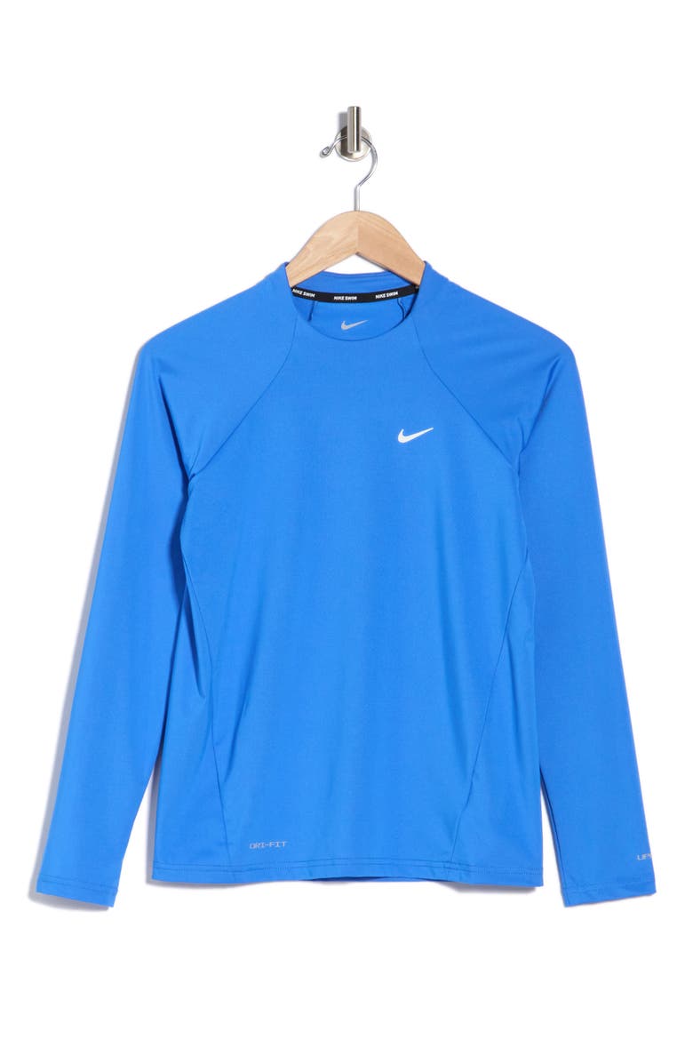 Long Sleeve Hydroguard Top, Alternate, color, BLUE CRYSTAL