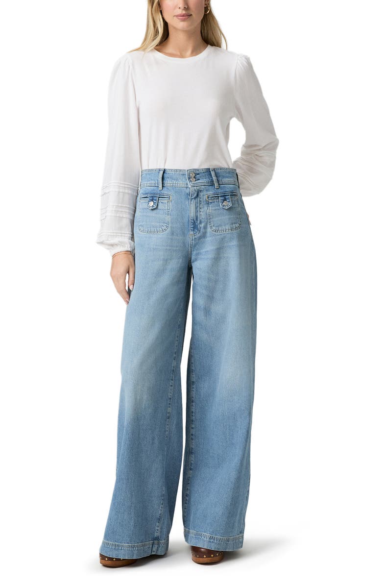 PAIGE Cameron High Waist Wide Leg Belted Jeans, Alternate, color, Sunshine