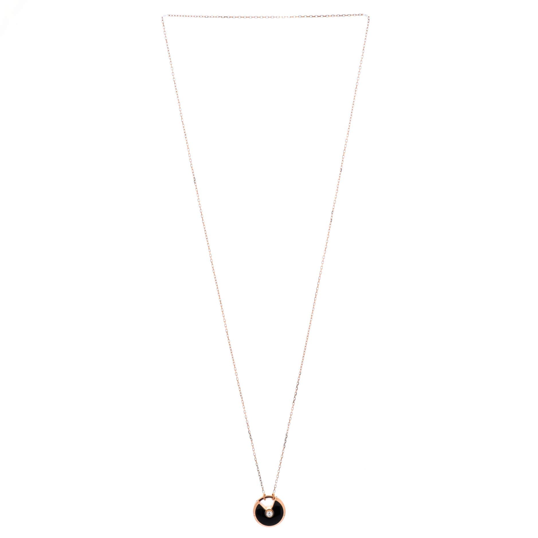 Amulette de Cartier Pendant Necklace 18K Rose Gold with Onyx and Diamond Small, Alternate, color, Metallic Gold