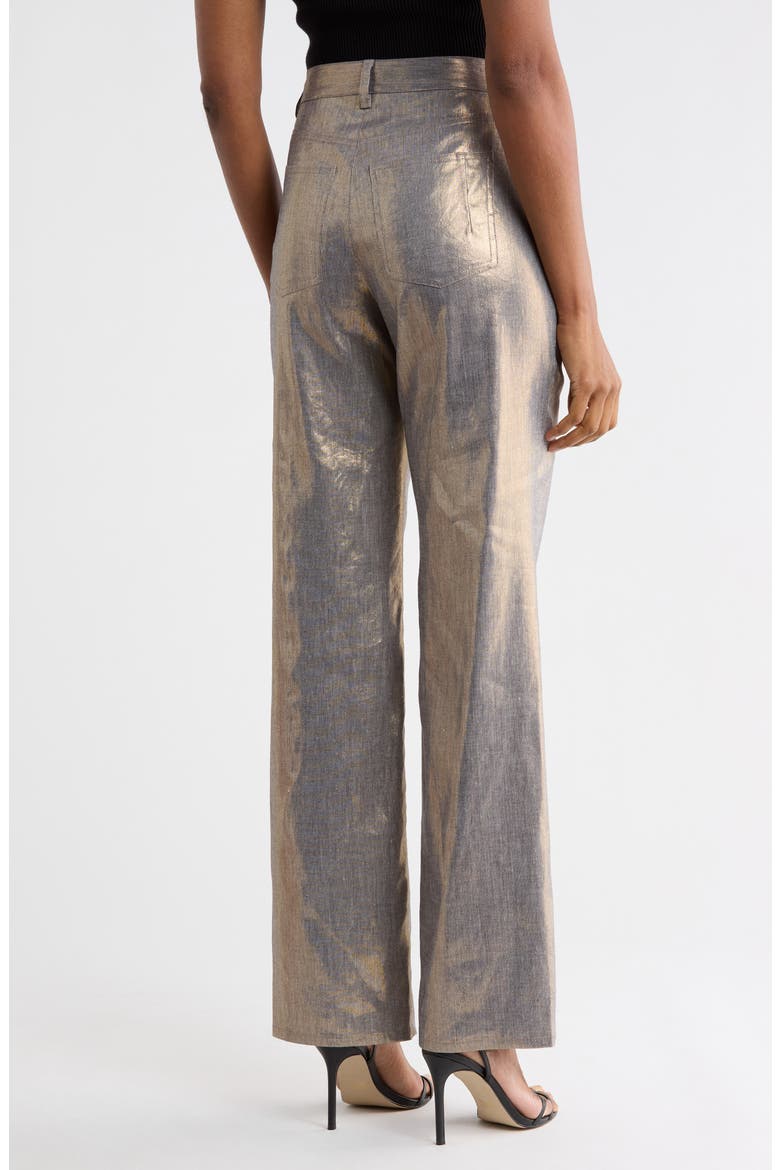 Larissa Linen Blend Metallic Pants, Alternate, color, ORO