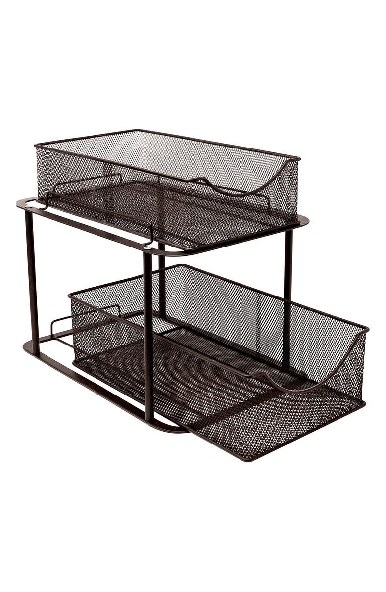 SORBUS Brown 2 Tier Mesh Sliding Drawer Organizer Basket, Alternate, color, 