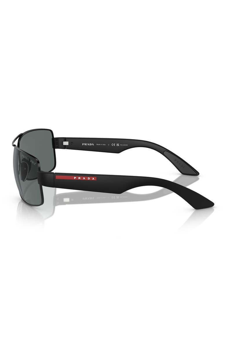 65mm Oversize Polarized Pillow Sunglasses, Alternate, color, BLACK