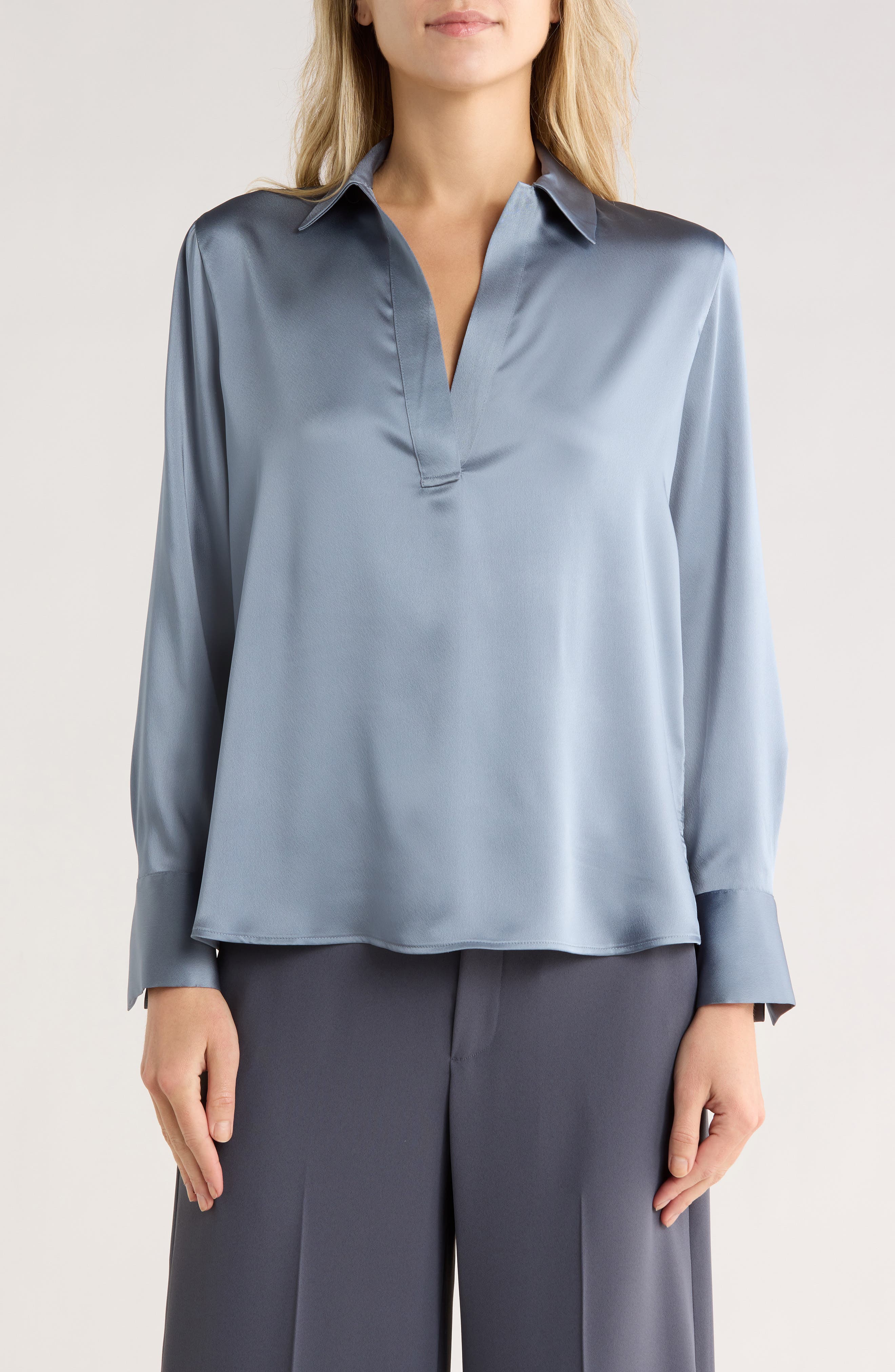 Vince Long Sleeve Satin Top