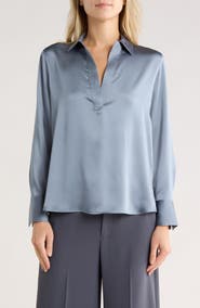 Vince Long Sleeve Satin Top