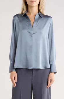 Vince Long Sleeve Satin Top