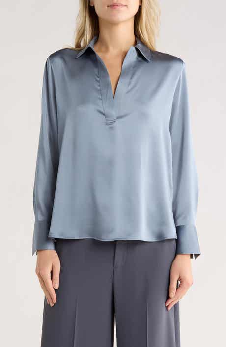 Vince Long Sleeve Satin Top