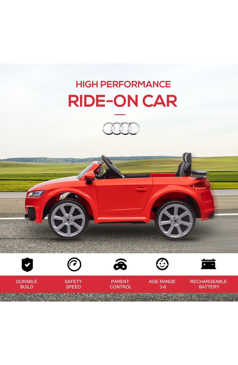 Aosom 6V Ride On Car with Licensed Audi TT RS, Remote Control, Horn, Alternate, color, Red