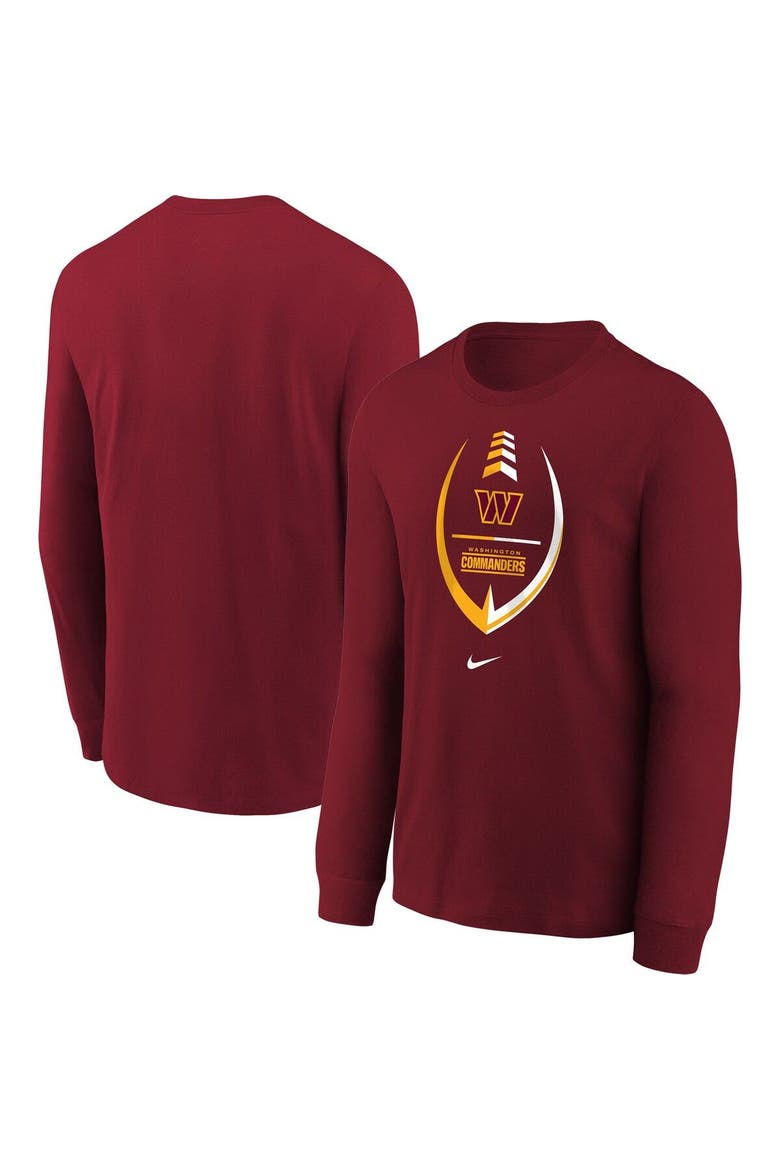 Preschool Nike Burgundy Washington Commanders Icon Football Performance Long Sleeve T-Shirt, Main, color, Burgundy