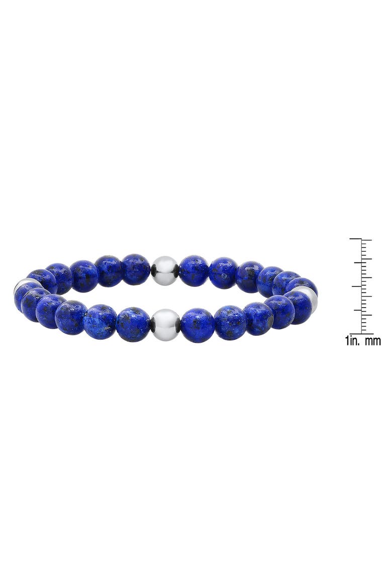 Stainless Steel and Blue Bead Bracelet, Alternate, color, METALLIC/ BLUE