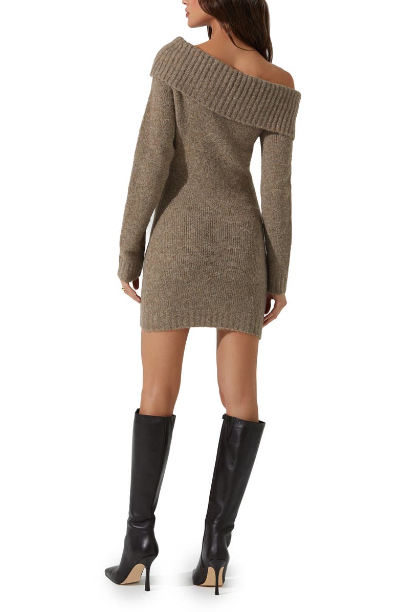 ASTR the Label Leya Off the Shoulder Sweater Dress, Alternate, color, Taupe