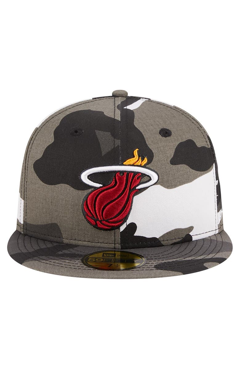 New Era Men's New Era Miami Heat Snow Camo 59FIFTY Fitted Hat, Alternate, color, 