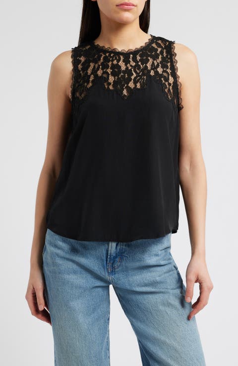 Lace Yoke Sleeveless Top