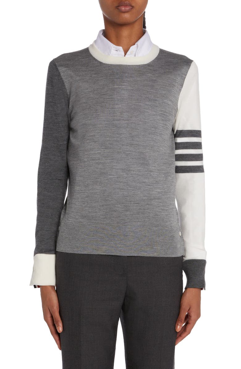 Thom Browne Fun-Mix 4-Bar Virgin Wool Sweater, Main, color, 