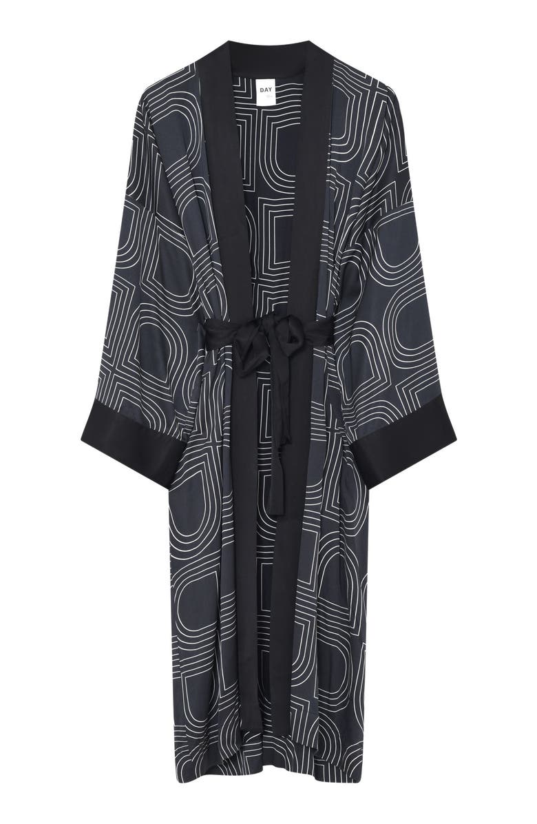 DAY Birger et Mikkelsen Rani Geometric Print Maxi Length Robe, Alternate, color, Black