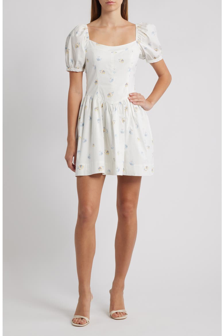 Fiona Short Sleeve Minidress, Main, color, IVORY SEASHELL