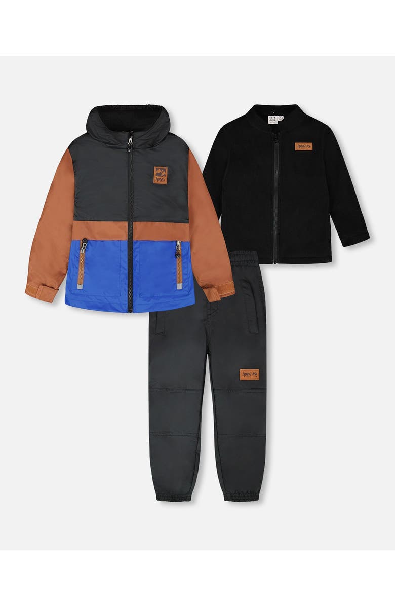 Deux par Deux 3-in-1 Two-Piece Mid-Season Outerwear Set, Main, color, Black And Brown