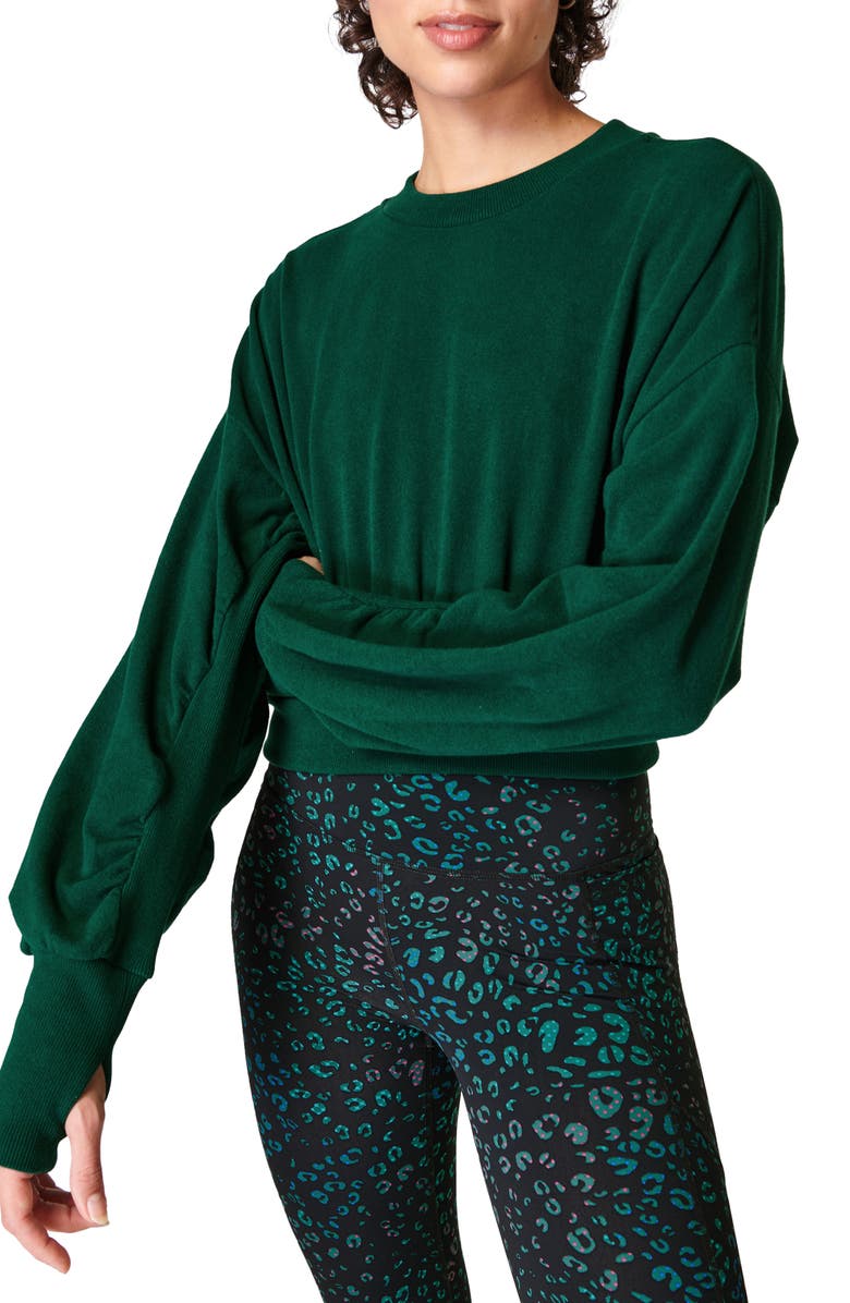 Sweaty Betty Delight Crop Fleece Sweatshirt, Main, color,