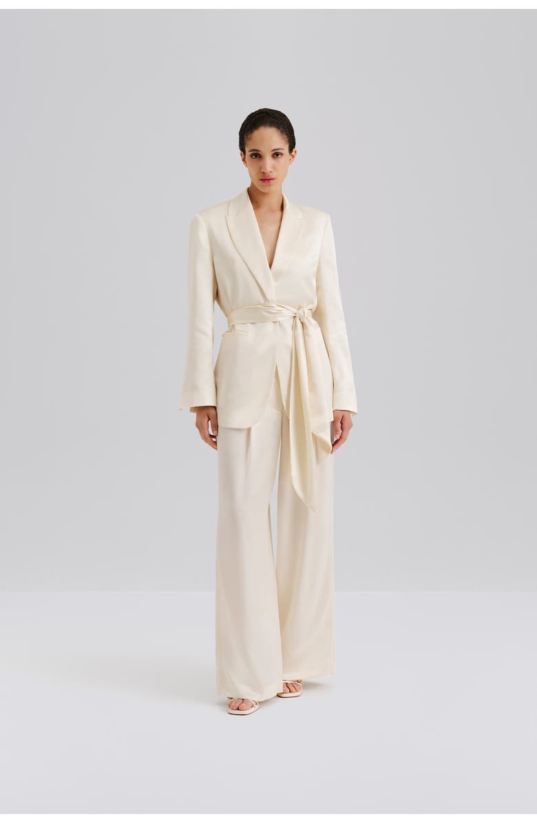 Malina Liv Satin Wrap Blazer, Alternate, color, Vanilla