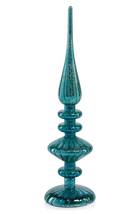Set of 2 Azenor LED Decorative Glass Tabletop Finial Ornaments