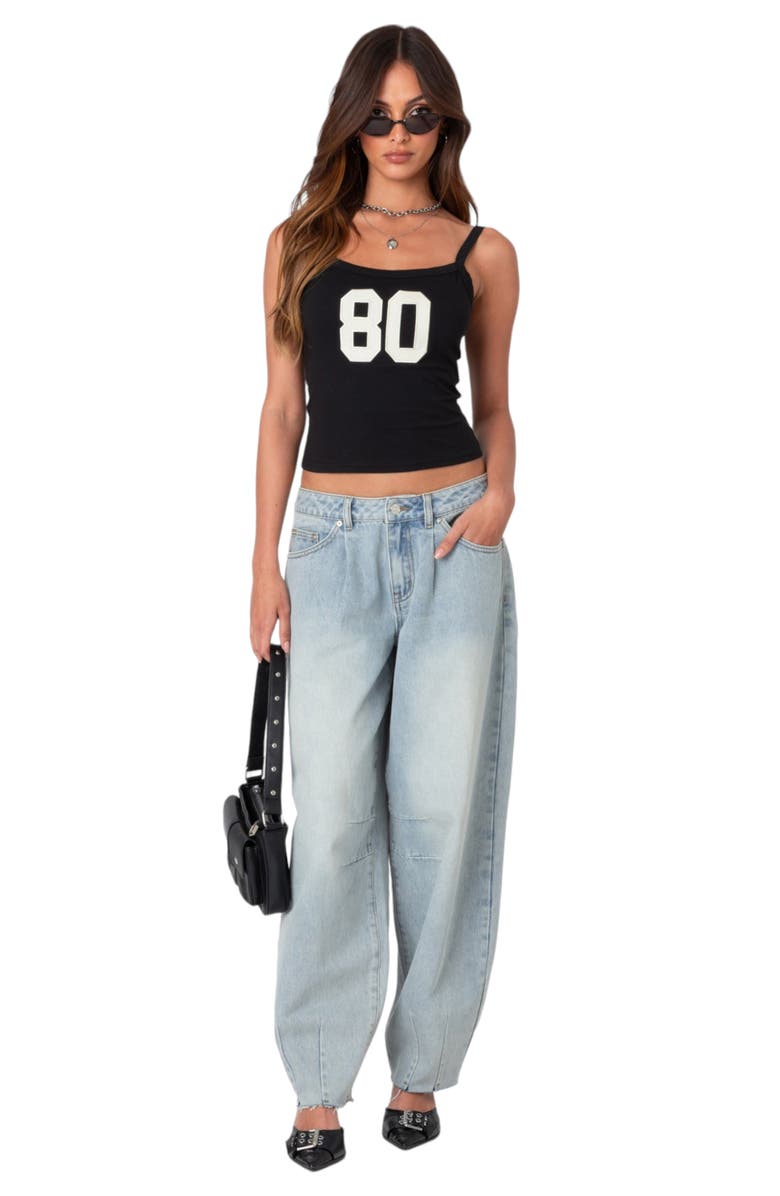 EDIKTED Baggy Low Rise Raw Hem Balloon Leg Jeans, Alternate, color, 