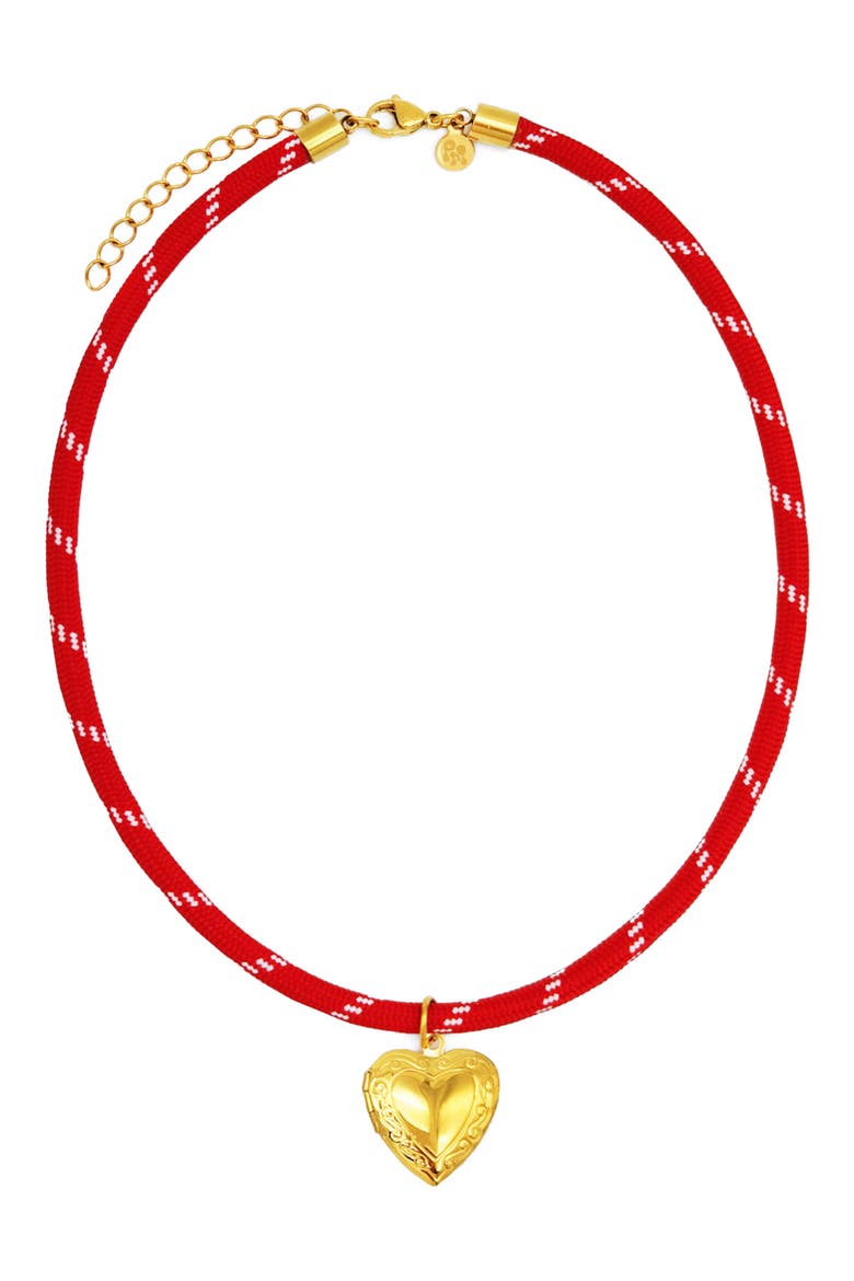 Heart Locket Paracord Necklace, Main, color, RED