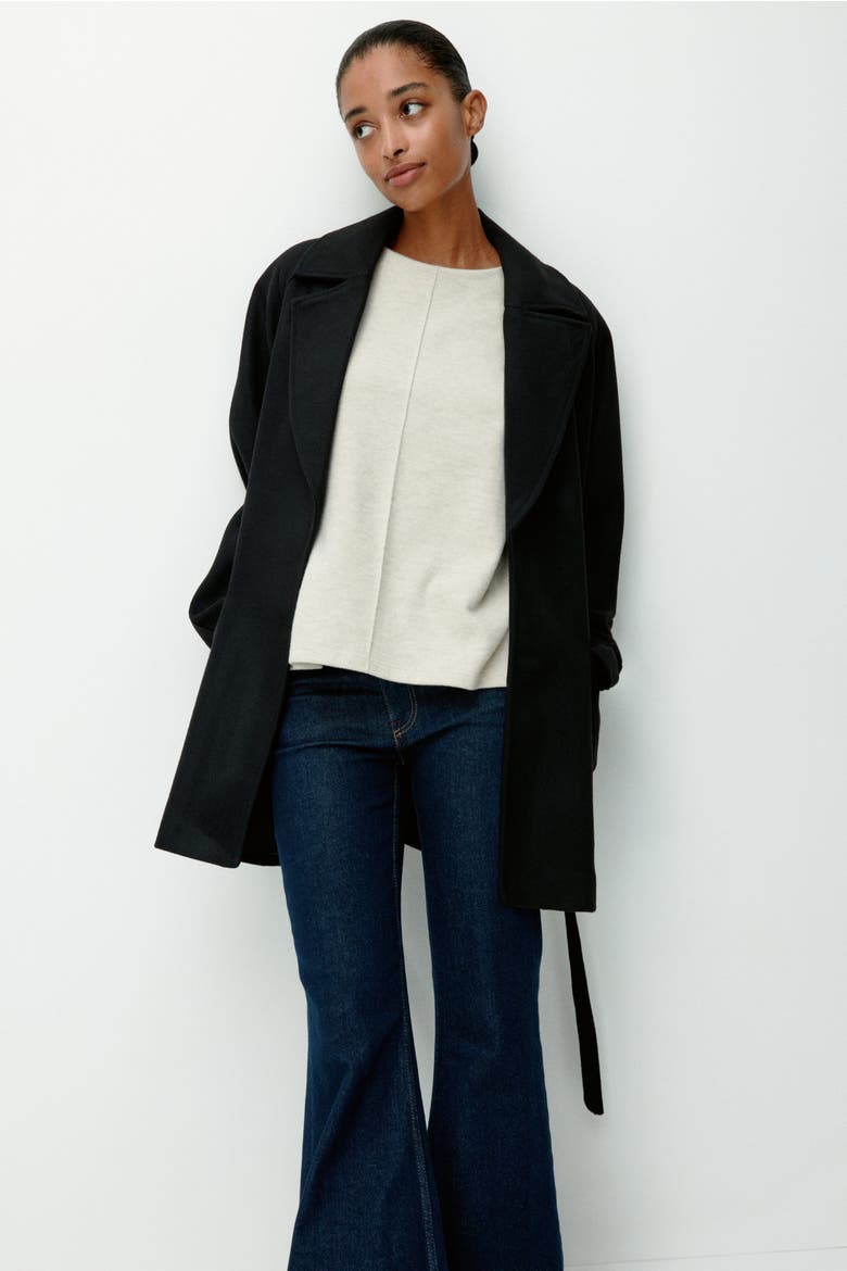 Tie-belt Coat, Main, color, Black