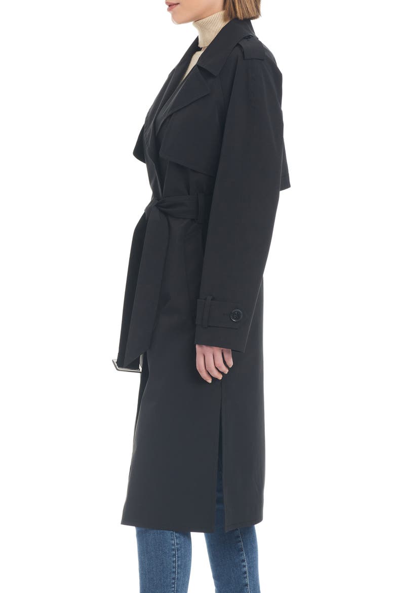 water resistant trench coat, Alternate, color, BLACK
