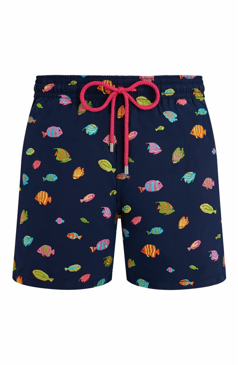 Vilebrequin Men's Embroidered Fishy Dance Swim Shorts, Alternate, color, 