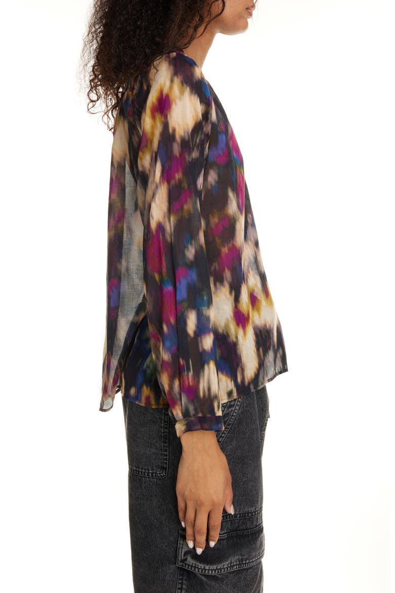Maria Print Cotton Shirt, Alternate, color, OCHRE/ BLACK