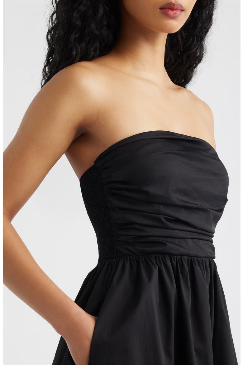 Joey Strapless Midi Dress, Alternate, color, BLACK