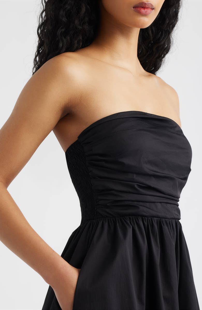 Lulus Joey Strapless Midi Dress, Alternate, color, Black