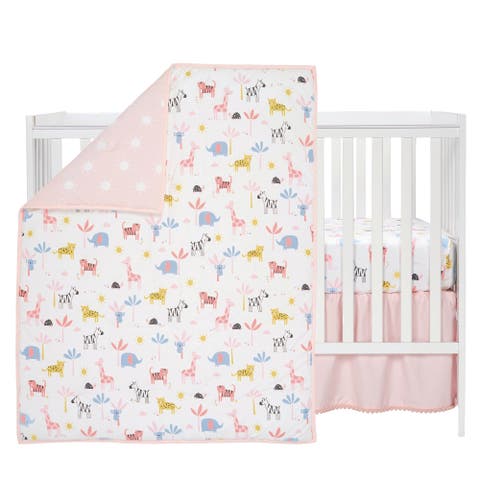 Snuggle Jungle Pastel Safari Cotton Jersey 3-Piece Crib Bedding Set