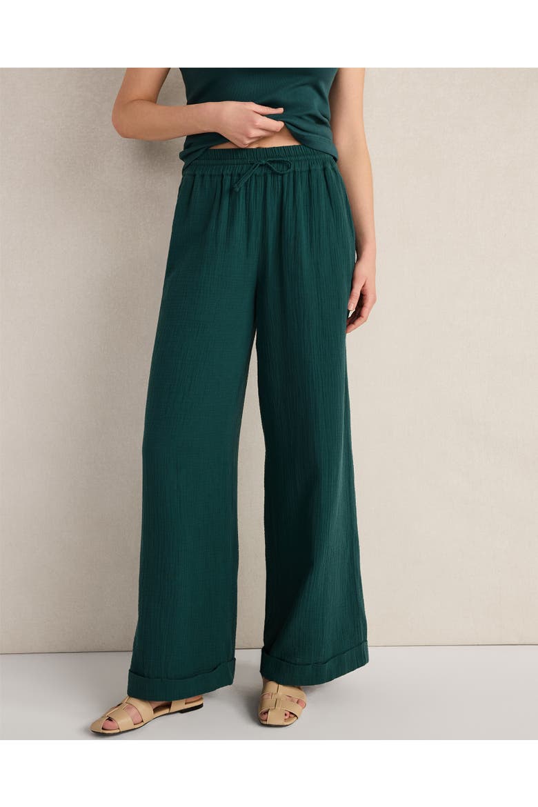 Organic Cotton Gauze Drawstring Pants, Main, color, Deep Turquoise